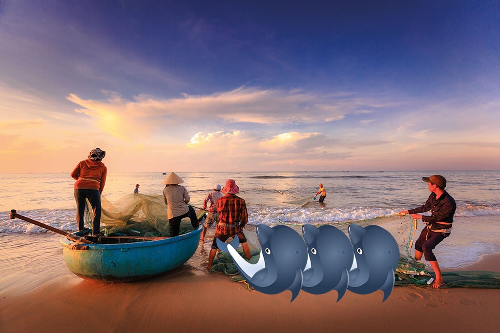 pesca predatória de golfinhos