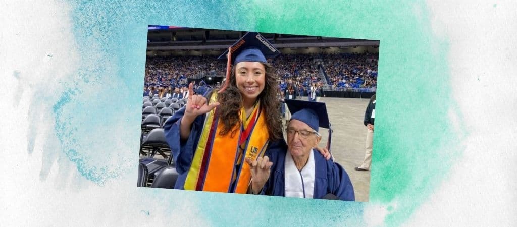 avô e neta se formam no mesmo dia