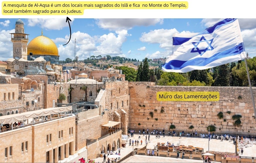 Mesquita e Muro das Lamentações em Jerusalém Mesquita e Muro das Lamentações em Jerusalém
