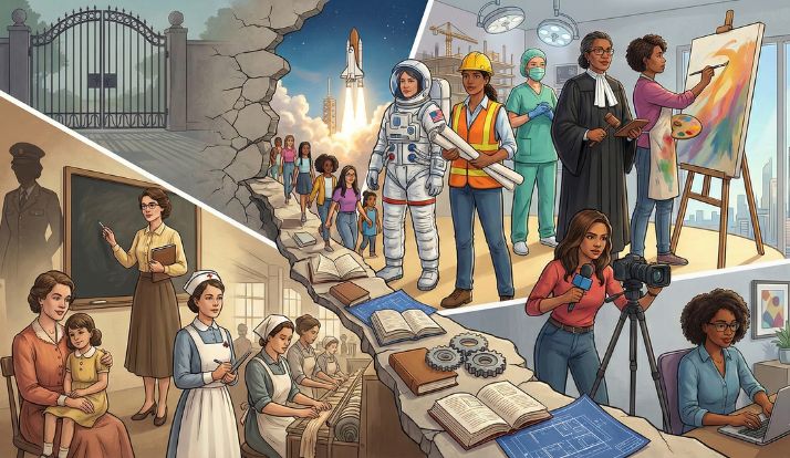 A história da evolução das mulheres nos últimos 50 anos por IA